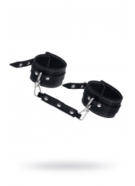 Черные двухслойные кожаные оковы с белой строчкой - Pecado - купить с доставкой в Черкесске