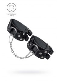 Черные кожаные оковы с двумя ремешками - Pecado - купить с доставкой в Черкесске