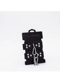 Черные кожаные наручники с регулируемыми ремешками - Crazy Handmade - купить с доставкой в Черкесске