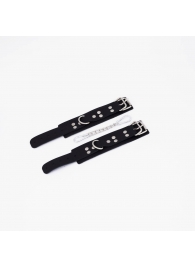 Черные кожаные наручники с регулируемыми ремешками - Crazy Handmade - купить с доставкой в Черкесске