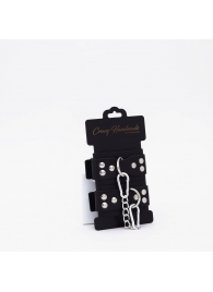 Черные кожаные оковы с регулируемыми ремешками - Crazy Handmade - купить с доставкой в Черкесске