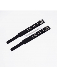 Черные кожаные оковы с регулируемыми ремешками - Crazy Handmade - купить с доставкой в Черкесске