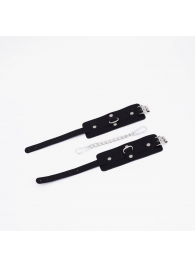 Черные кожаные оковы с хромированной фурнитурой - Crazy Handmade - купить с доставкой в Черкесске