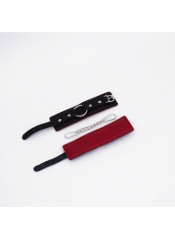 Черно-красные кожаные наручники - Crazy Handmade - купить с доставкой в Черкесске