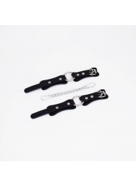 Черные кожаные наручники с кольцом - Crazy Handmade - купить с доставкой в Черкесске