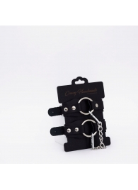 Черные кожаные оковы с кольцом - Crazy Handmade - купить с доставкой в Черкесске