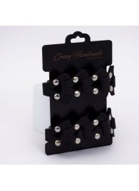 Черные кожаные наручники из звеньев - Crazy Handmade - купить с доставкой в Черкесске