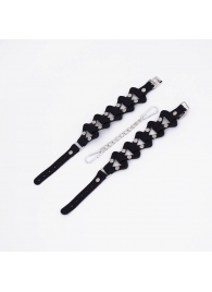 Черные кожаные наручники из звеньев - Crazy Handmade - купить с доставкой в Черкесске