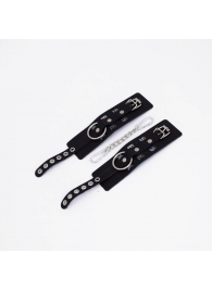 Черные кожаные наручники Sex - Crazy Handmade - купить с доставкой в Черкесске