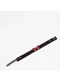 Черный ошейник с красным декором и строчкой - Crazy Handmade - купить с доставкой в Черкесске