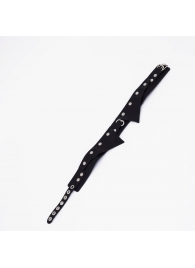 Черный однослойный кожаный ошейник с имитацией воротничка - Crazy Handmade - купить с доставкой в Черкесске