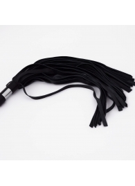 Черный кожаный флоггер со стальной ручкой - 45 см. - Crazy Handmade - купить с доставкой в Черкесске