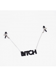 Зажимы на соски с кожаной подвеской Bitch - Crazy Handmade - купить с доставкой в Черкесске