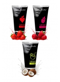 Набор из 3 съедобных лубрикантов JUJU (клубника, малина, кокос) - JuJu - купить с доставкой в Черкесске