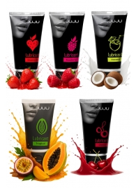 Набор из 5 съедобных лубрикантов JUJU (клубника, малина, тропические фрукты, вишня, кокос) - JuJu - купить с доставкой в Черкесске