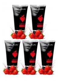 Набор из 5 съедобных лубрикантов JUJU со вкусом клубники - JuJu - купить с доставкой в Черкесске