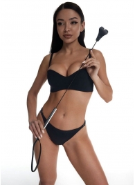 Стек с черным кожаным наконечником в виде сердца и металлической ручкой - 67 см. - Crazy Handmade - купить с доставкой в Черкесске