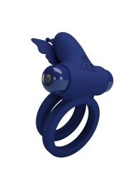 Синее эрекционное кольцо с вибростимуляцией клитора - Baile - в Черкесске купить с доставкой