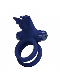 Синее эрекционное кольцо с вибростимуляцией клитора - Baile - в Черкесске купить с доставкой