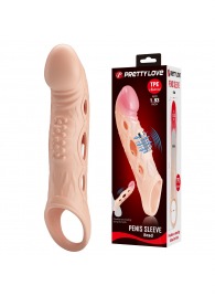 Телесная удлиняющая насадка с рельефом и вибрацией Brad - 21,3 см. - Baile - в Черкесске купить с доставкой