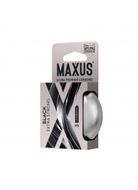 Черные утолщенные презервативы MAXUS Extra Strong с железным кейсом - 3 шт. - Maxus - купить с доставкой в Черкесске