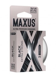 Черные утолщенные презервативы MAXUS Extra Strong с железным кейсом - 3 шт. - Maxus - купить с доставкой в Черкесске