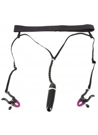 Женские вибростринги с зажимами для половых губ Spreader String with Vibrator - Orion - купить с доставкой в Черкесске