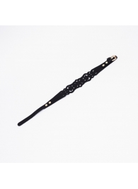 Черный ажурный чокер с золотистой фурнитурой - Crazy Handmade - купить с доставкой в Черкесске