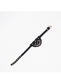 Черный чокер с клепками и золотистой фурнитурой - Crazy Handmade - купить с доставкой в Черкесске