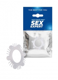 Эластичное эрекционное кольцо с шипиками и шариками - Sex Expert - в Черкесске купить с доставкой