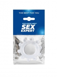 Прозрачное эрекционное кольцо со стимулирующими шариками - Sex Expert - в Черкесске купить с доставкой