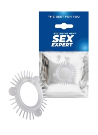Эластичное эрекционное кольцо с 3 шариками и шипами - Sex Expert - в Черкесске купить с доставкой