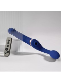 Синий безремневой страпон Multi Orgasm Bendable Strap-On size XL с клиторальной стимуляцией - Strap-on-me - купить с доставкой в Черкесске