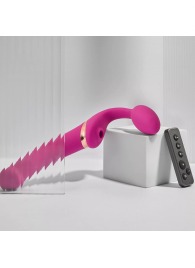 Ярко-розовый безремневой страпон Multi Orgasm Bendable Strap-On size L с клиторальной стимуляцией - Strap-on-me - купить с доставкой в Черкесске