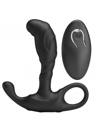Черный изогнутый массажёр простаты с вибрацией и пультом ДУ - Baile - в Черкесске купить с доставкой