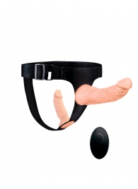 Женский страпон с 2 насадками, вибрацией и пультом ДУ - Erowoman-Eroman - купить с доставкой в Черкесске