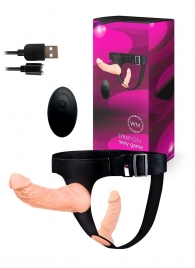 Женский страпон с 2 насадками, вибрацией и пультом ДУ - Erowoman-Eroman - купить с доставкой в Черкесске