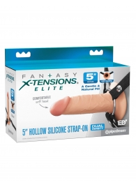 Телесный пустотелый фаллопротез 5’’ Hollow Silicone Strap-On - 14 см. - Pipedream - купить с доставкой в Черкесске