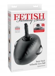 Черный надувной мяч с платформой для фиксации дилдо Body Dock Inflatable Love Ball - Pipedream - купить с доставкой в Черкесске