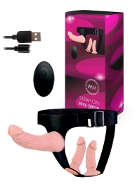 Женский страпон с 3 насадками и вибрацией - Erowoman-Eroman - купить с доставкой в Черкесске