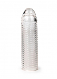 Прозрачная закрытая насадка на пенис с ребрышками - 16 см. - Sex Expert - в Черкесске купить с доставкой