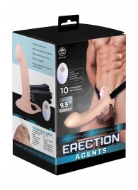 Телесный полый страпон с вибрацией Erection Agents - 24,1 см. - NMC - купить с доставкой в Черкесске
