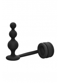 Черное эрекционное кольцо с анальной елочкой Cockring With Beaded Anal Plug - Dream Toys - в Черкесске купить с доставкой