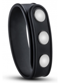 Черное эрекционное кольцо на кнопках - Blush Novelties - в Черкесске купить с доставкой