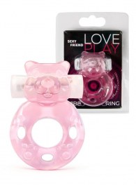 Розовое эрекционное виброкольцо в форме мишки - 1137 - в Черкесске купить с доставкой