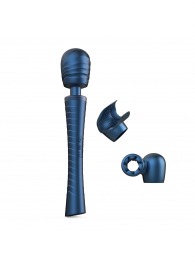 Синий вибромассажёр с насадками Man.wand Edgy - Manwan - в Черкесске купить с доставкой