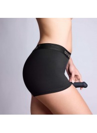 Черные трусики-боксеры для фиксации насадок Strap-on-me Harness Lingerie Allure - size XL - Strap-on-me - купить с доставкой в Черкесске