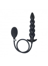 Черная анальная елочка с функцие расширения Beaded Inflatable Silicone Anal Plug - Shots Media BV