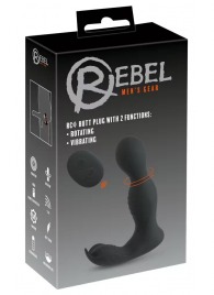 Черная анальная пробка с вибрацией, вращением и пультом ДУ RC Butt Plug with 2 Functions - Orion - в Черкесске купить с доставкой