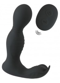 Черная анальная пробка с вибрацией, вращением и пультом ДУ RC Butt Plug with 2 Functions - Orion - в Черкесске купить с доставкой